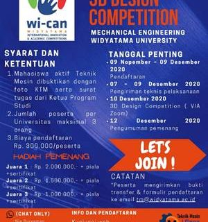 3D Design Competition Wi-Can 2020, secara On-Line